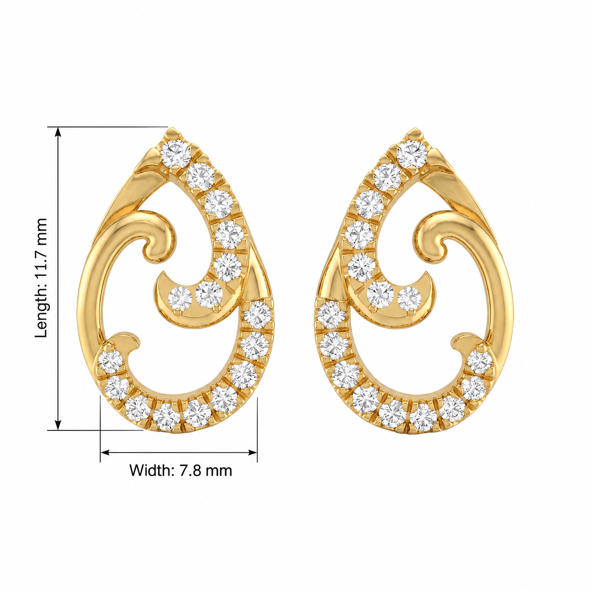 Exquisite Pear Swirl Lab Grown Diamond Stud Earrings