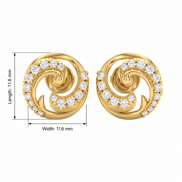 Graceful Round Swirl Lab Grown Diamond Stud Earrings
