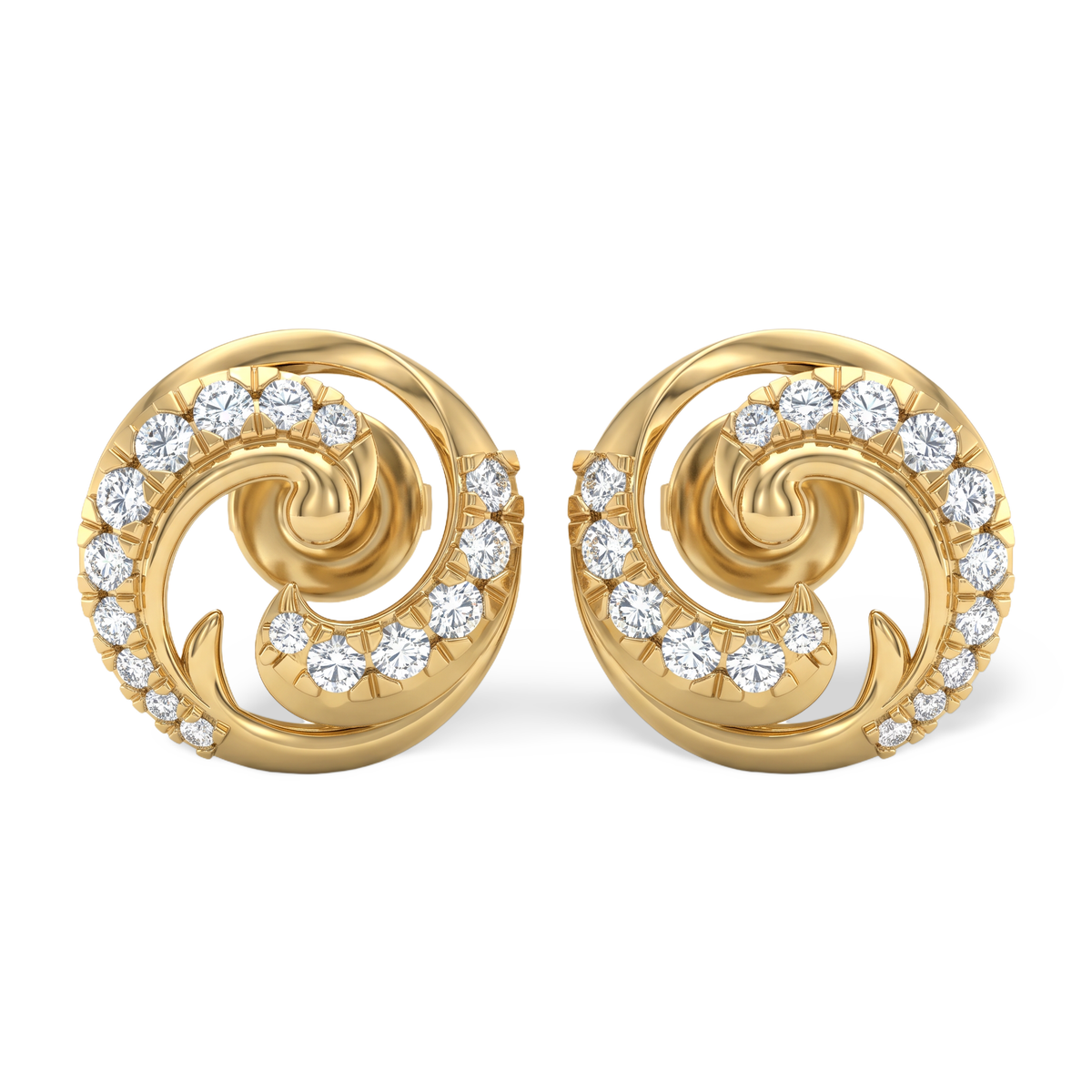 Graceful Round Swirl Lab Grown Diamond Stud Earrings