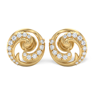 Graceful Round Swirl Lab Grown Diamond Stud Earrings