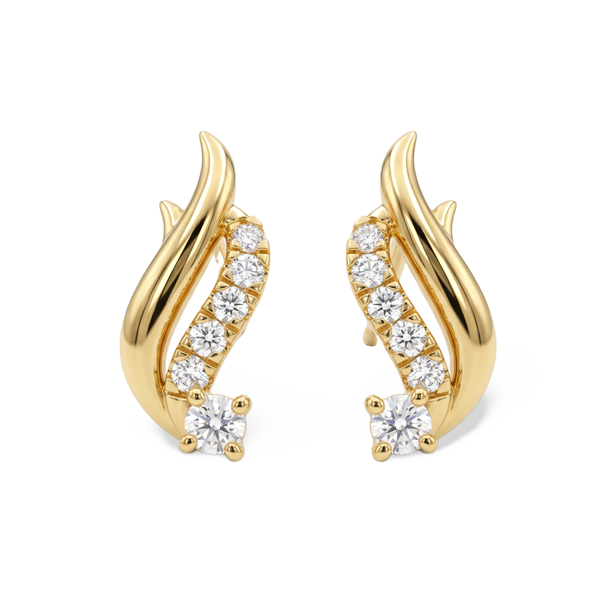 Swirl Round Lab Grown Diamond Stud Earrings