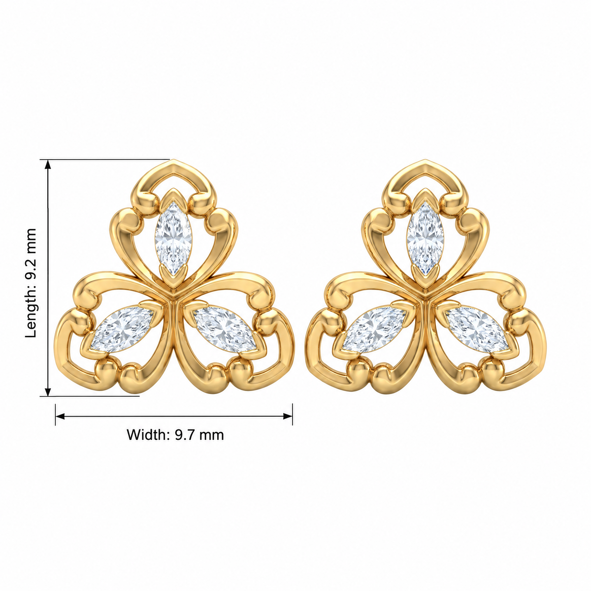 Exquisite Floral Marquise Lab Grown Diamond Stud Earrings