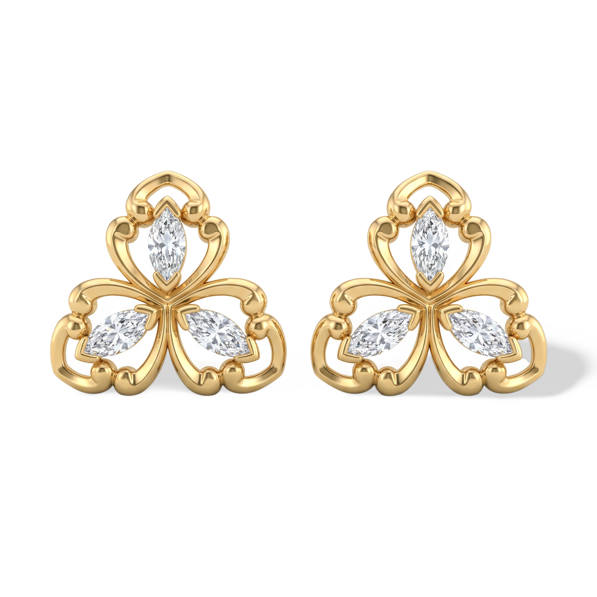 Exquisite Floral Marquise Lab Grown Diamond Stud Earrings