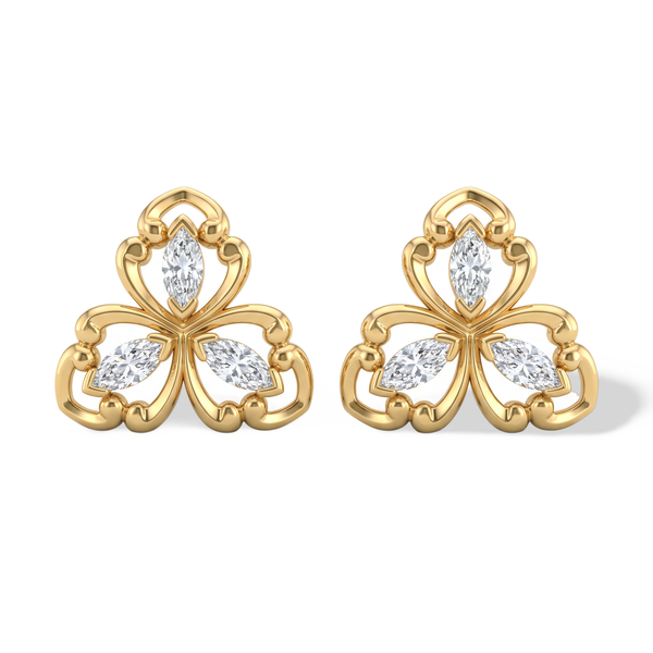 Exquisite Floral Marquise Lab Grown Diamond Stud Earrings