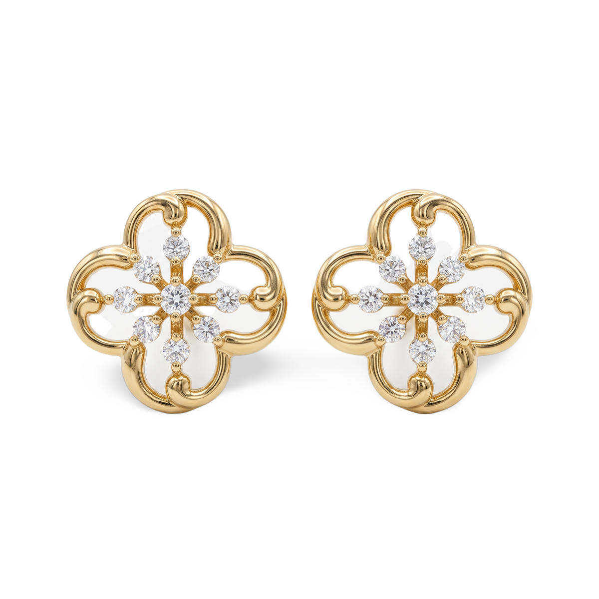 Radiant Clover Round Lab Grown Diamond Stud Earrings