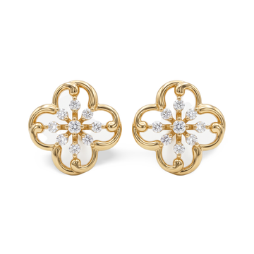 Radiant Clover Round Lab Grown Diamond Stud Earrings