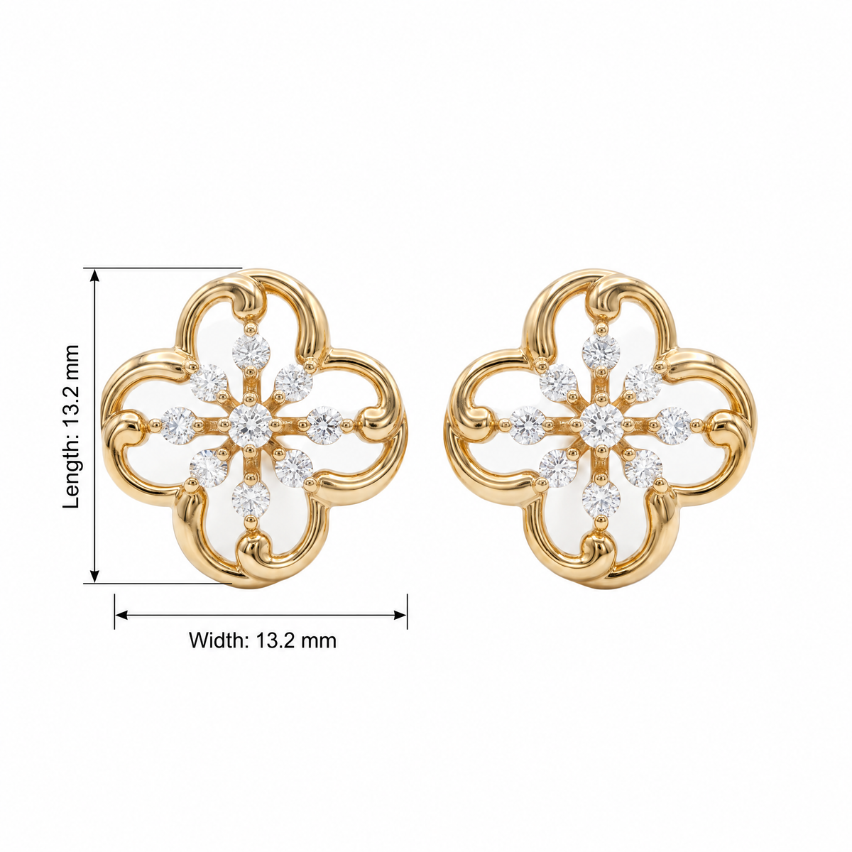 Radiant Clover Round Lab Grown Diamond Stud Earrings