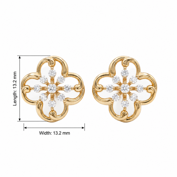 Radiant Clover Round Lab Grown Diamond Stud Earrings