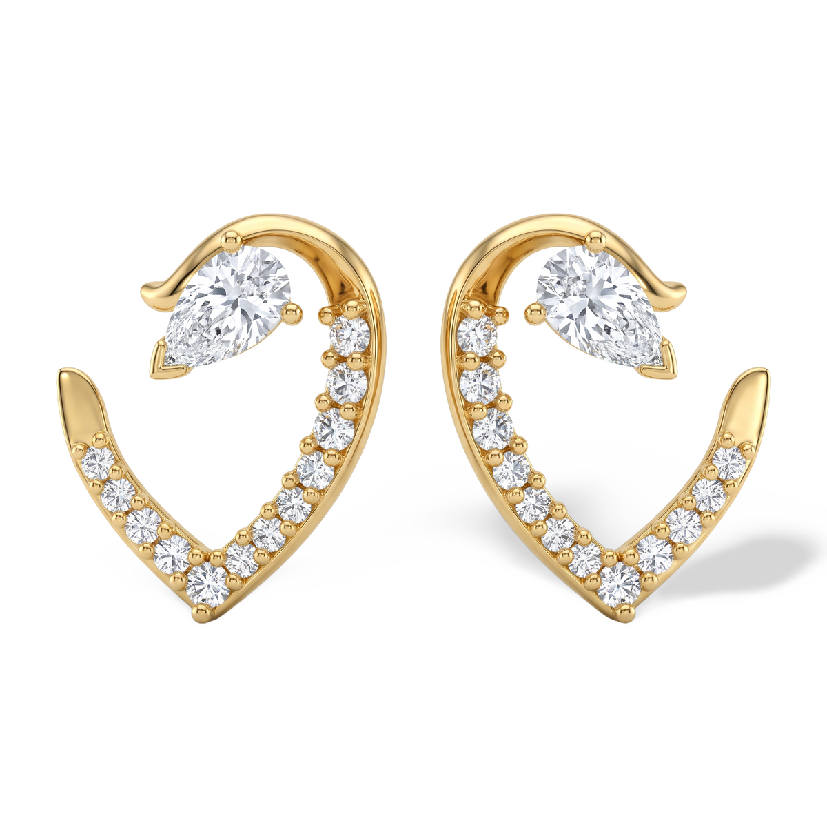 Luminous Curved Pear Lab Grown Diamond Stud Earrings