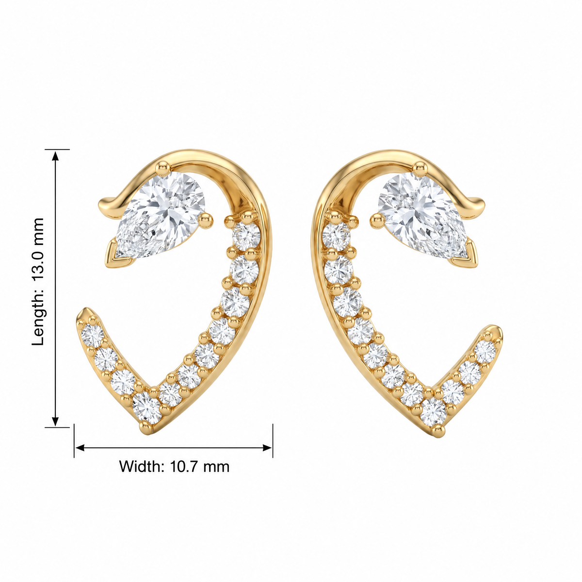 Luminous Curved Pear Lab Grown Diamond Stud Earrings