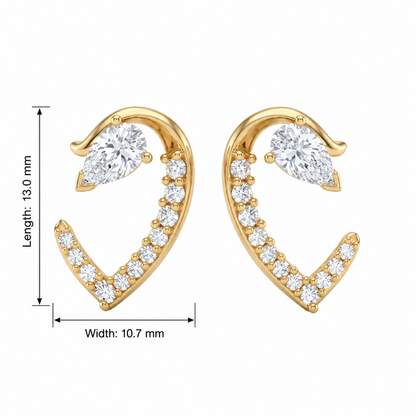 Luminous Curved Pear Lab Grown Diamond Stud Earrings