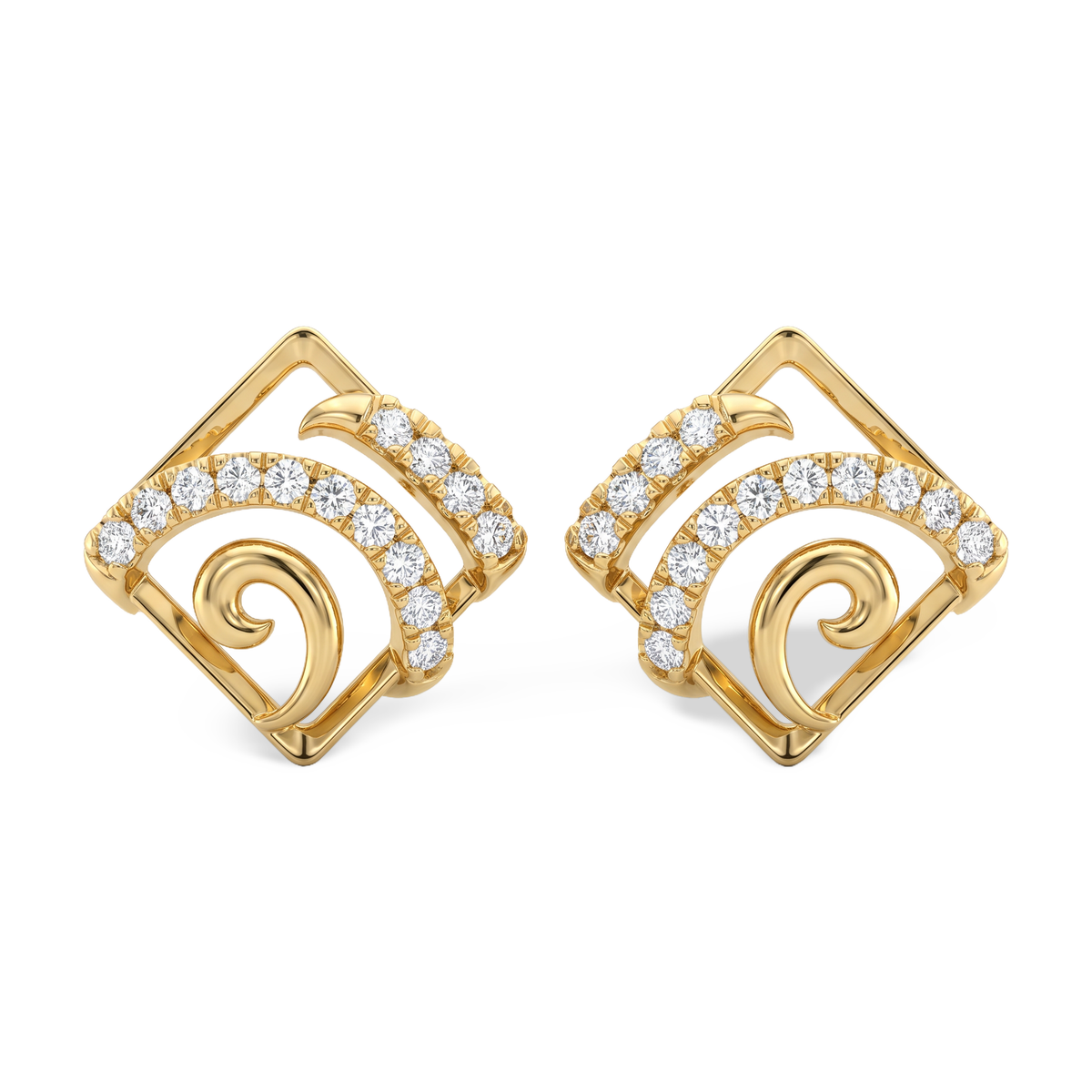 Ethereal Geometric Rhombus Lab Grown Diamond Stud Earrings