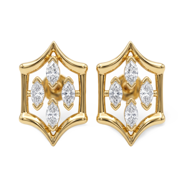 Graceful Bezel Shield Marquise Lab Grown Diamond Stud Earrings