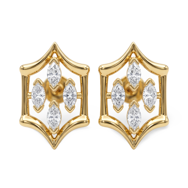 Graceful Bezel Shield Marquise Lab Grown Diamond Stud Earrings