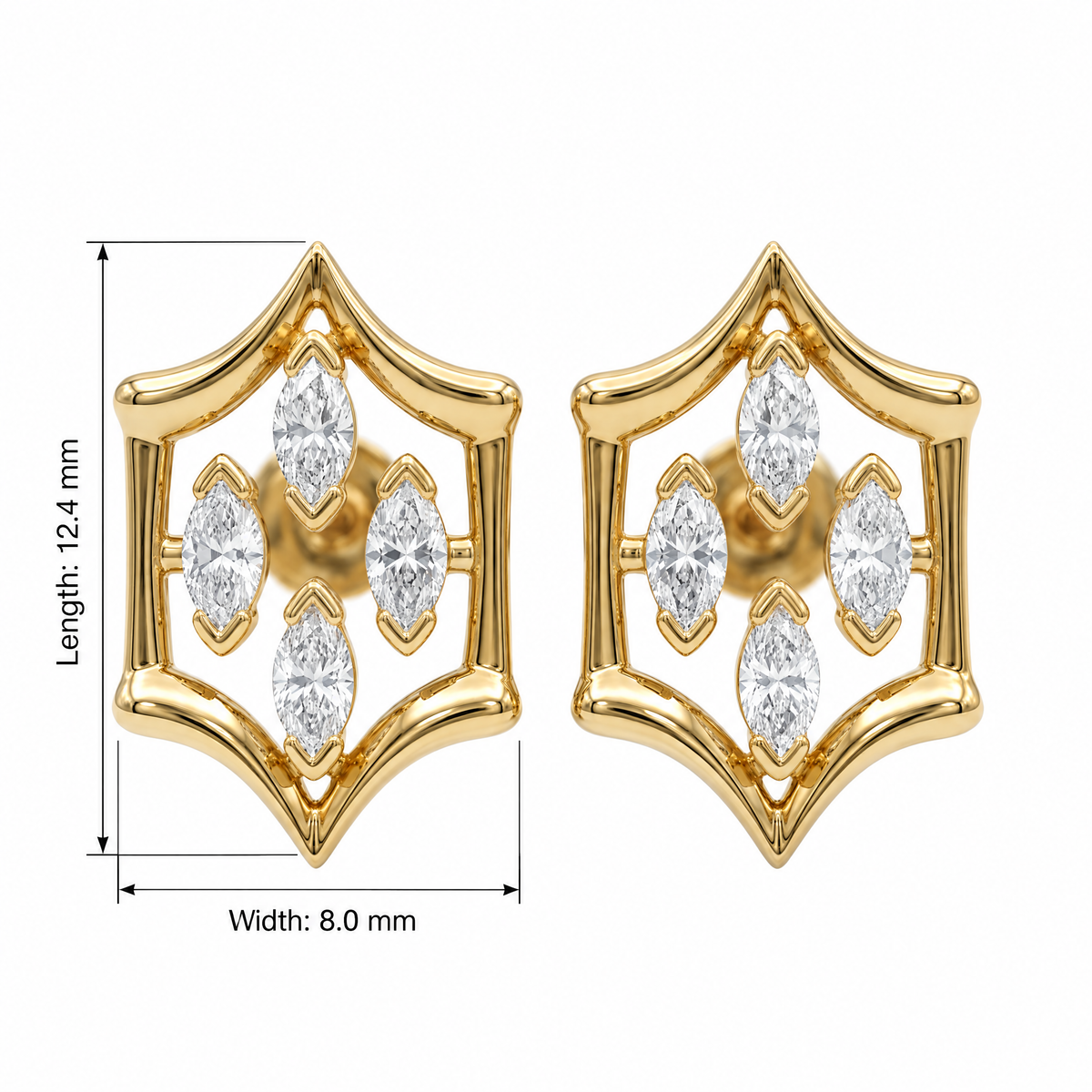 Graceful Bezel Shield Marquise Lab Grown Diamond Stud Earrings