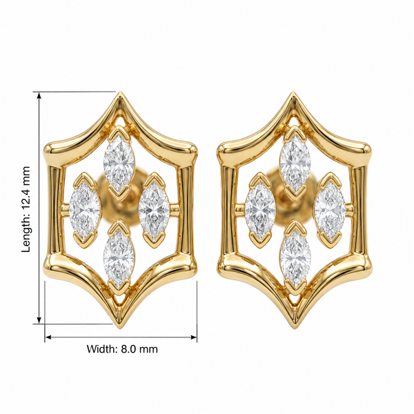 Graceful Bezel Shield Marquise Lab Grown Diamond Stud Earrings