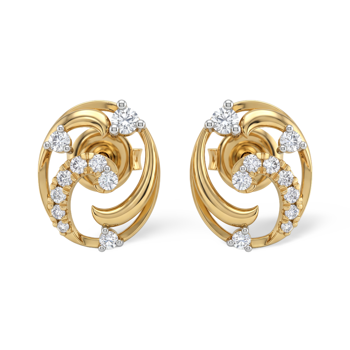Stunning Prong Oval Swirl Lab Grown Diamond Stud Earrings