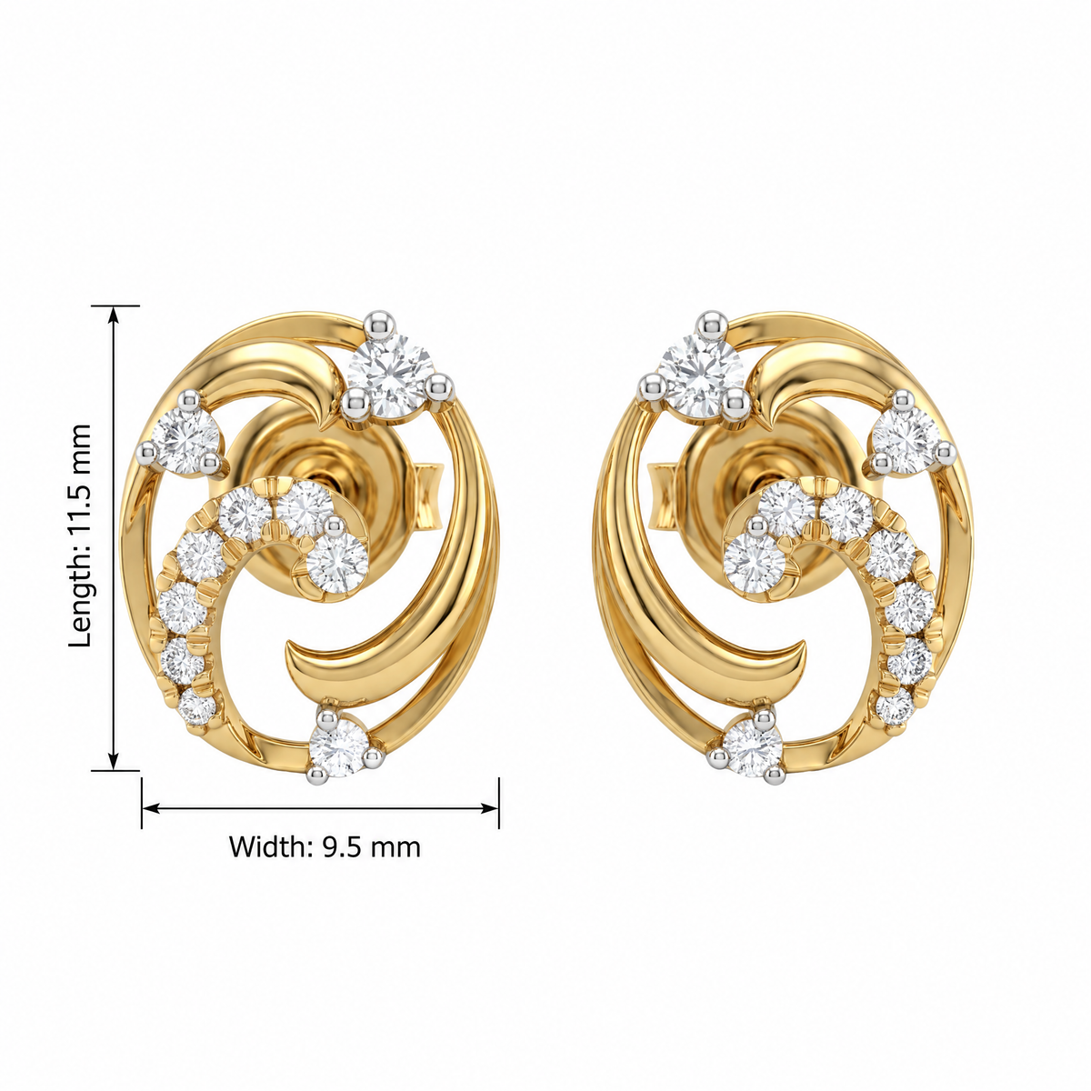 Stunning Prong Oval Swirl Lab Grown Diamond Stud Earrings