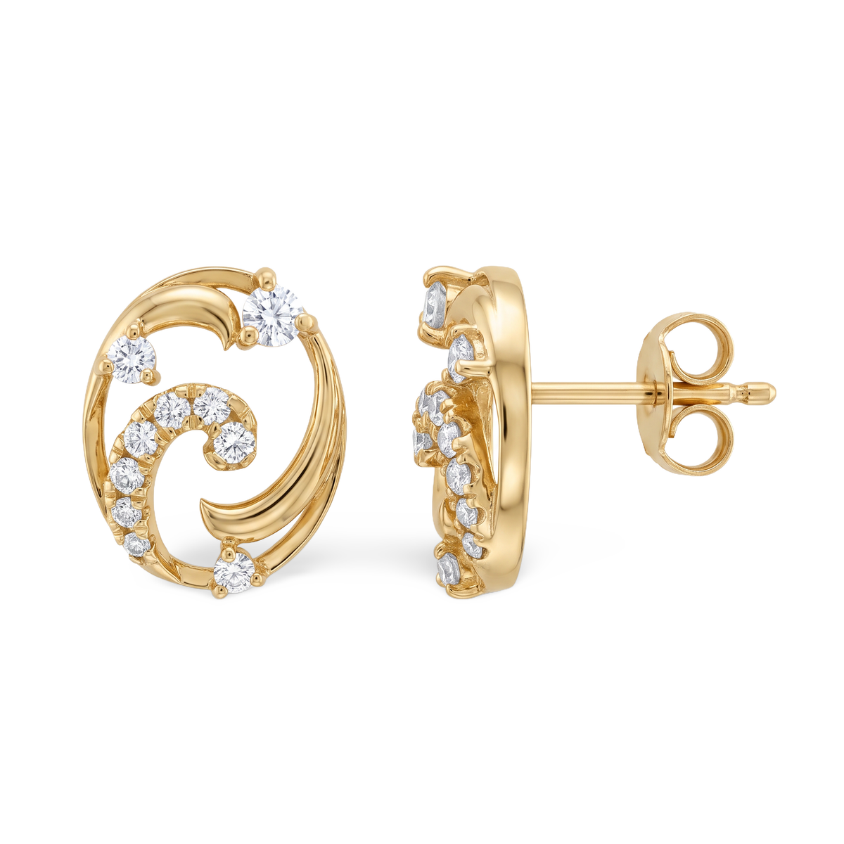 Stunning Prong Oval Swirl Lab Grown Diamond Stud Earrings