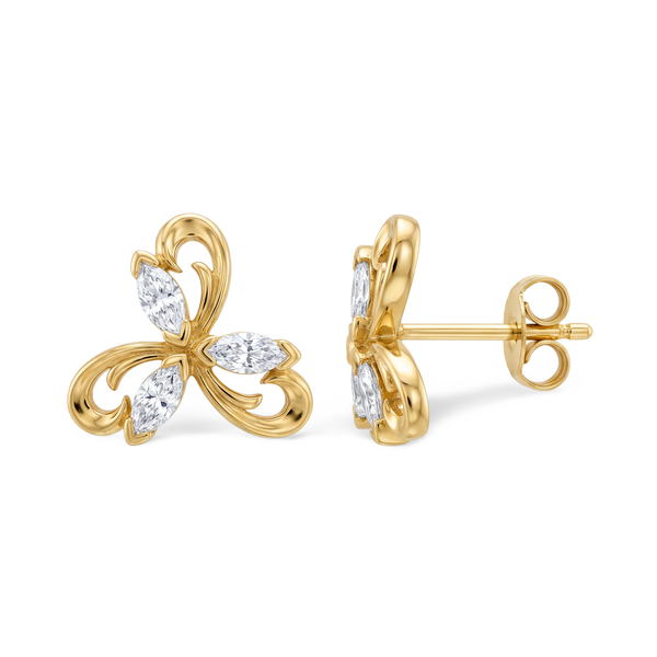 Elegant Marquise Floral Lab Grown Diamond Stud Earrings