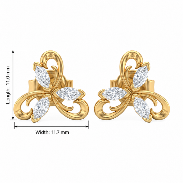 Elegant Marquise Floral Lab Grown Diamond Stud Earrings