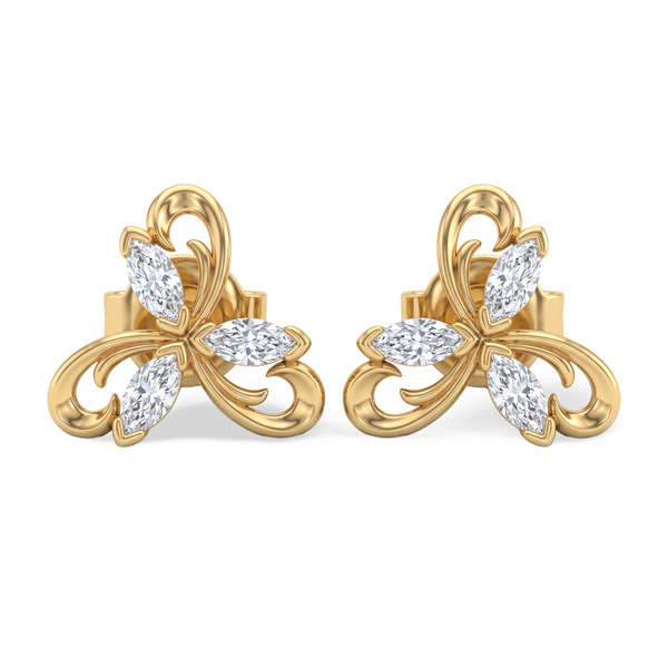 Elegant Marquise Floral Lab Grown Diamond Stud Earrings