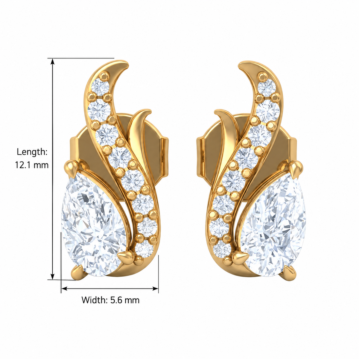 Contour Pear S-Curve Lab-Grown Diamond Stud Earrings