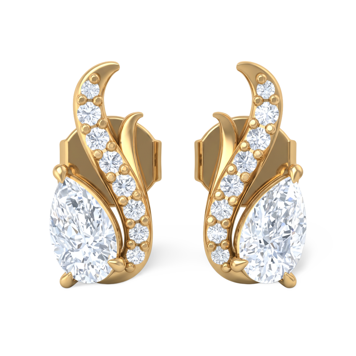 Contour Pear S-Curve Lab-Grown Diamond Stud Earrings