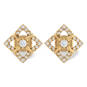 Ethereal Starburst Round Lab Grown Diamond Stud Earrings