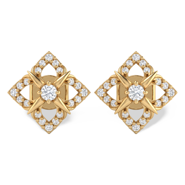 Ethereal Starburst Round Lab Grown Diamond Stud Earrings