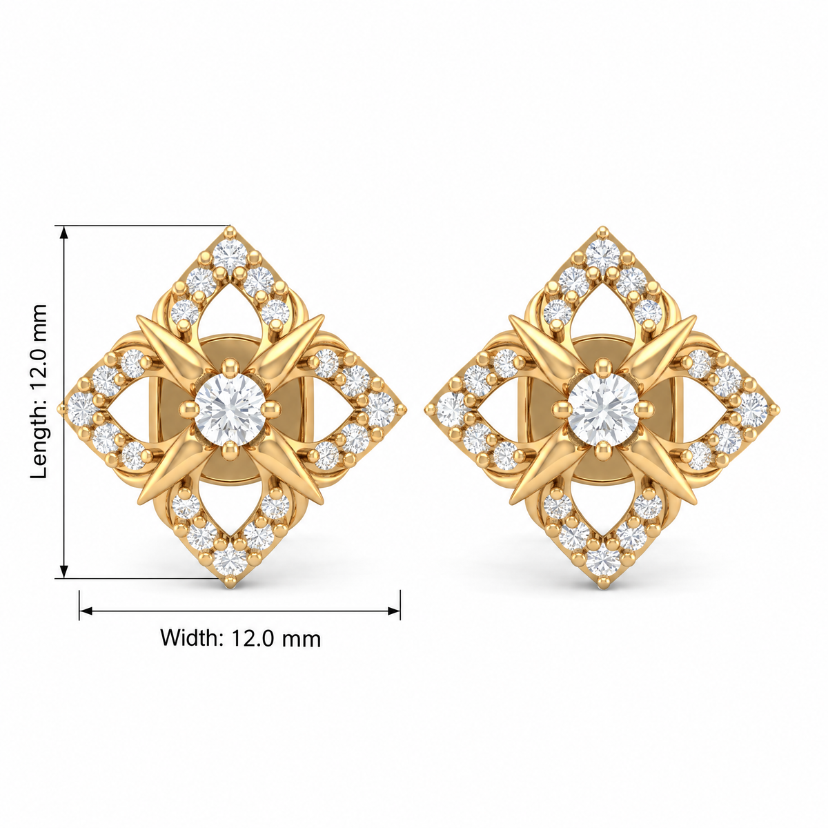 Ethereal Starburst Round Lab Grown Diamond Stud Earrings