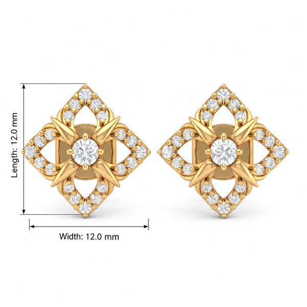 Ethereal Starburst Round Lab Grown Diamond Stud Earrings