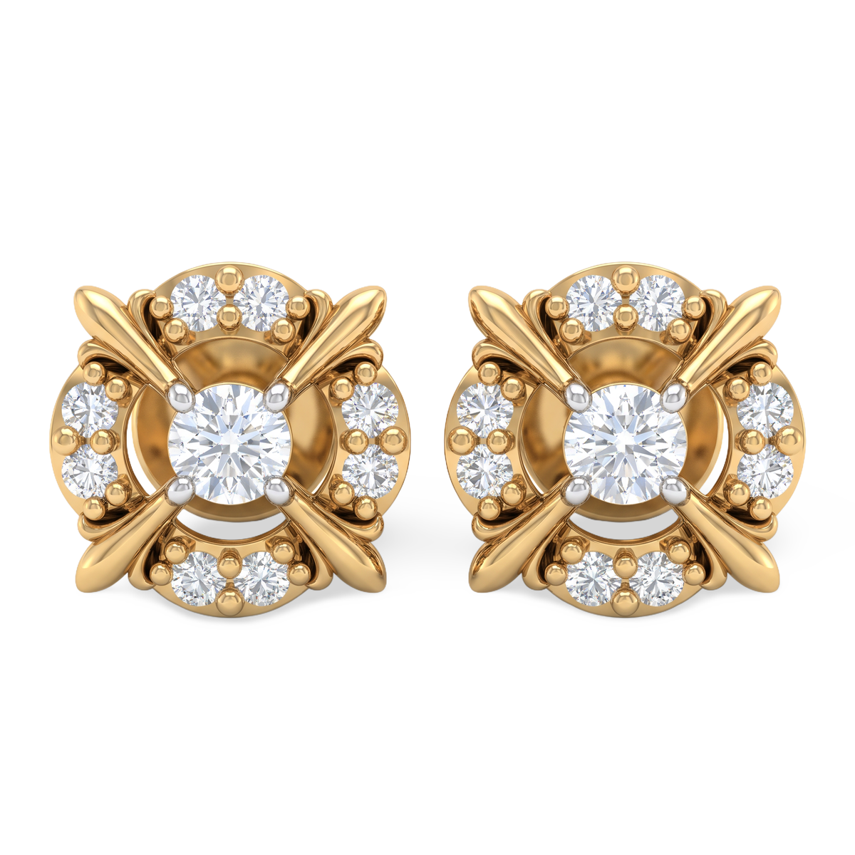 Flora Round Diamond Lab-Grown Stud Earrings