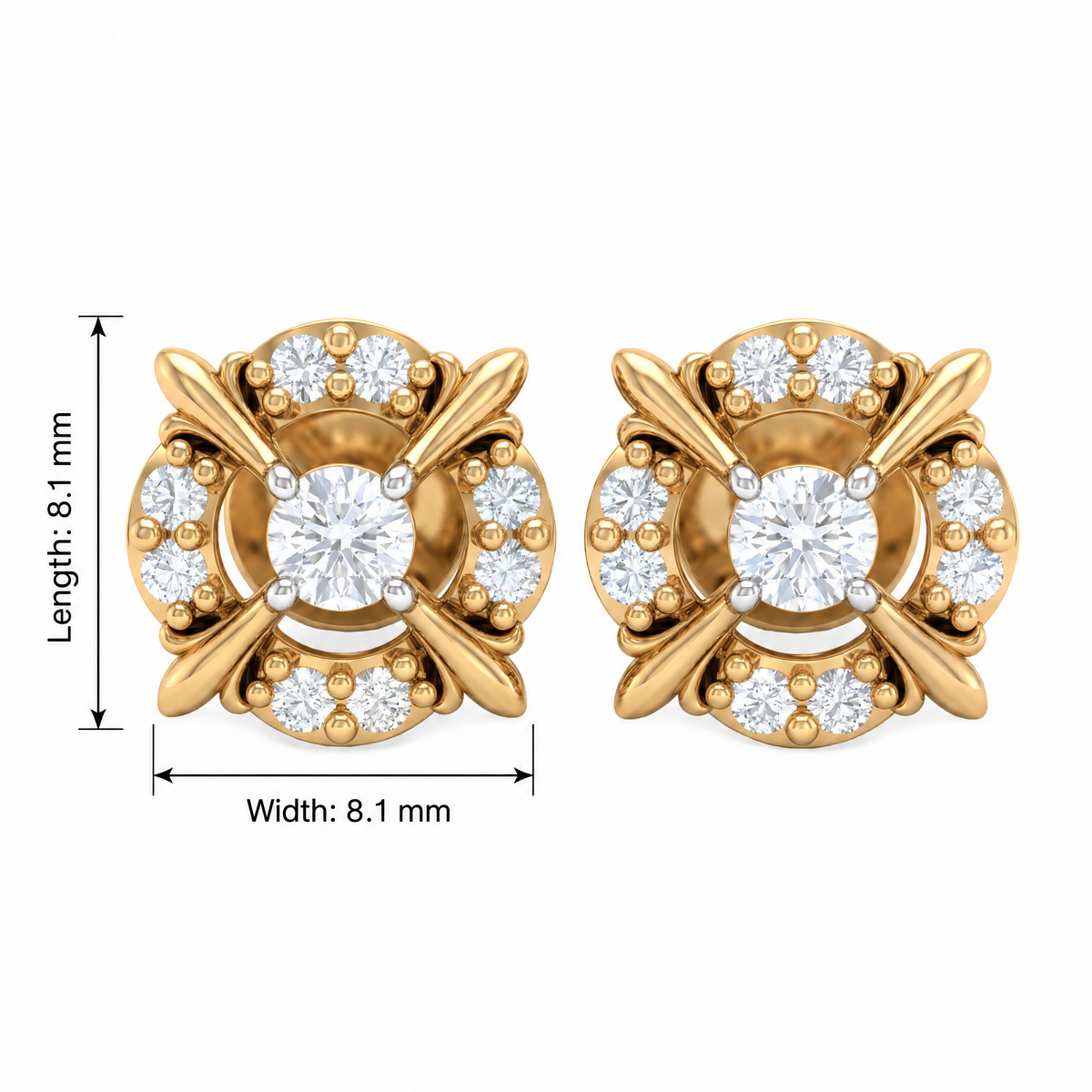 Flora Round Diamond Lab-Grown Stud Earrings