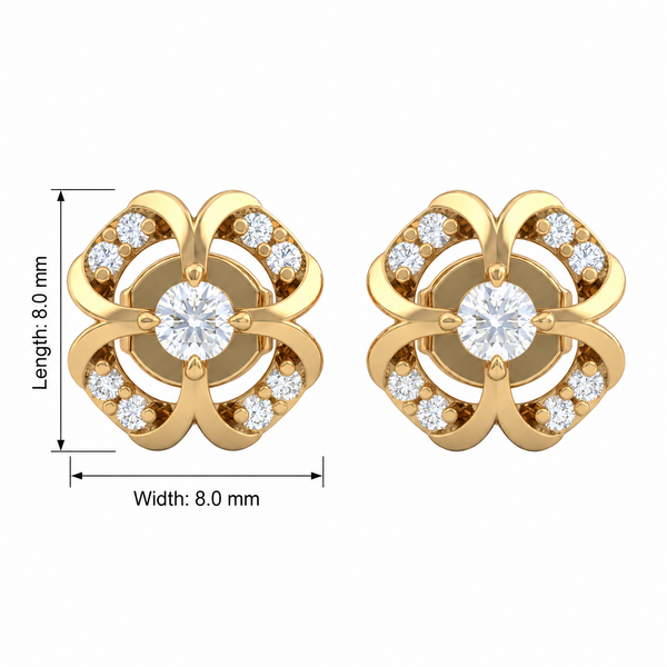 Vibrant Round Clover Lab Grown Diamond Stud Earrings