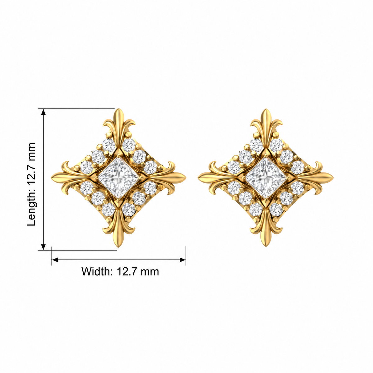 Rhombus Princess Lab-Grown Diamond Stud Earrings