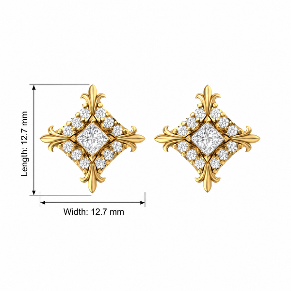 Rhombus Princess Lab-Grown Diamond Stud Earrings