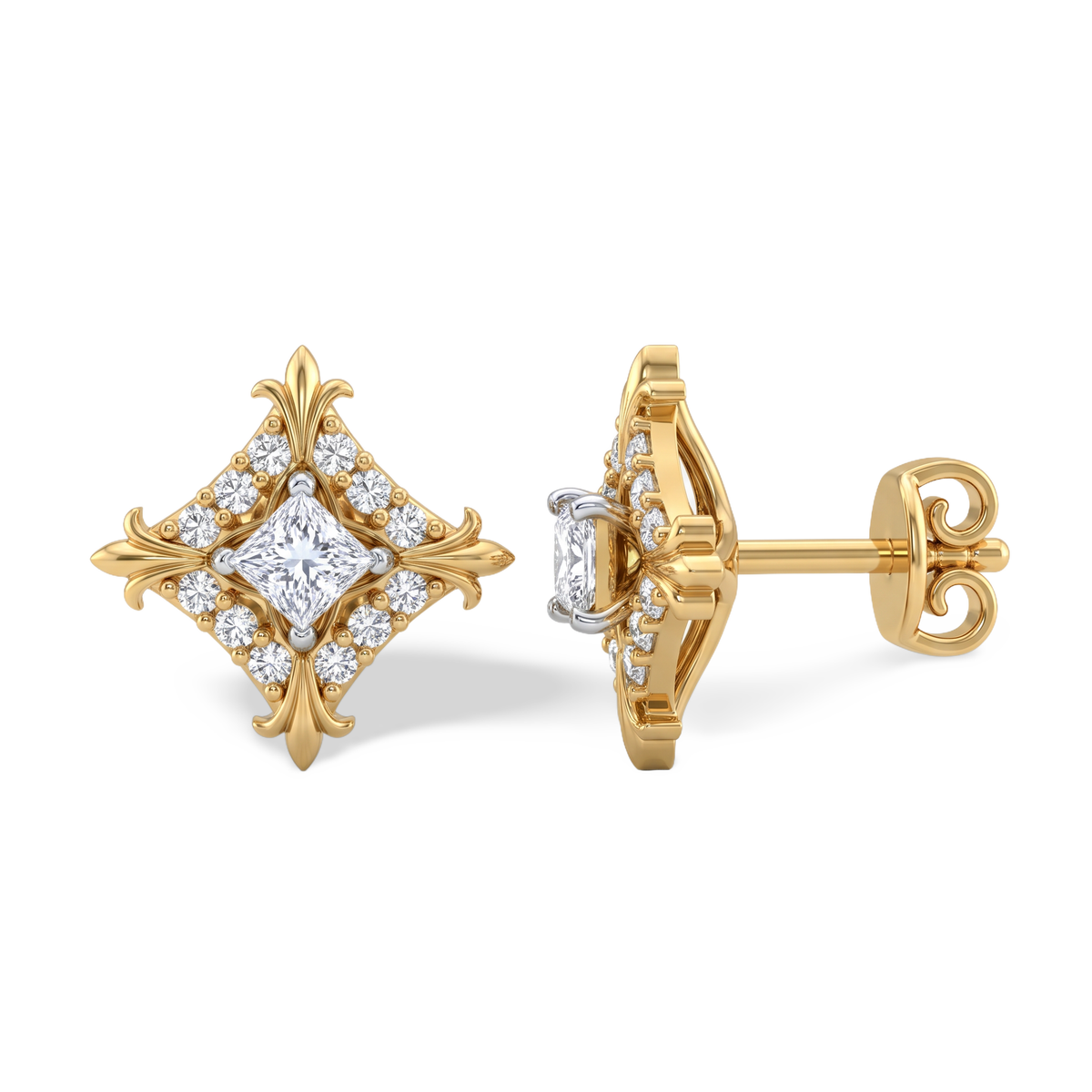 Rhombus Princess Lab-Grown Diamond Stud Earrings