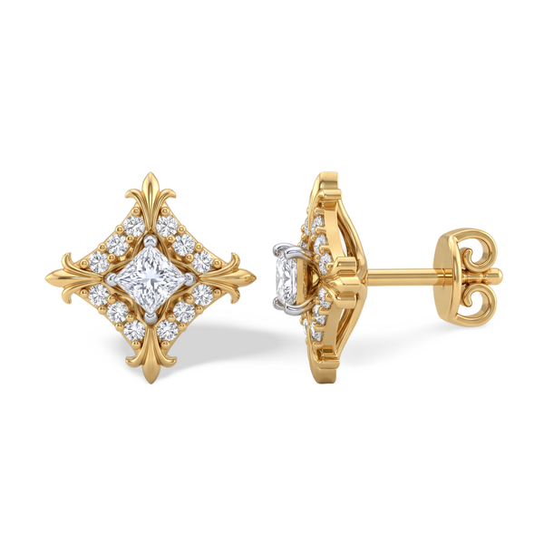 Rhombus Princess Lab-Grown Diamond Stud Earrings