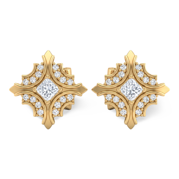 Majestic Filigree Princess Lab Grown Diamond Stud Earrings