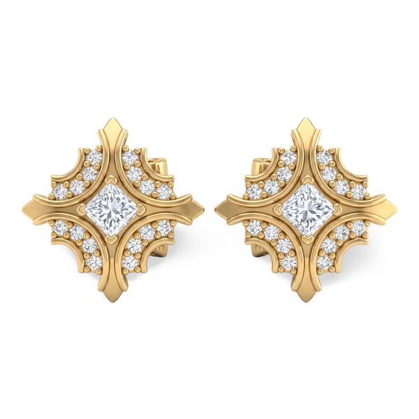 Majestic Filigree Princess Lab Grown Diamond Stud Earrings