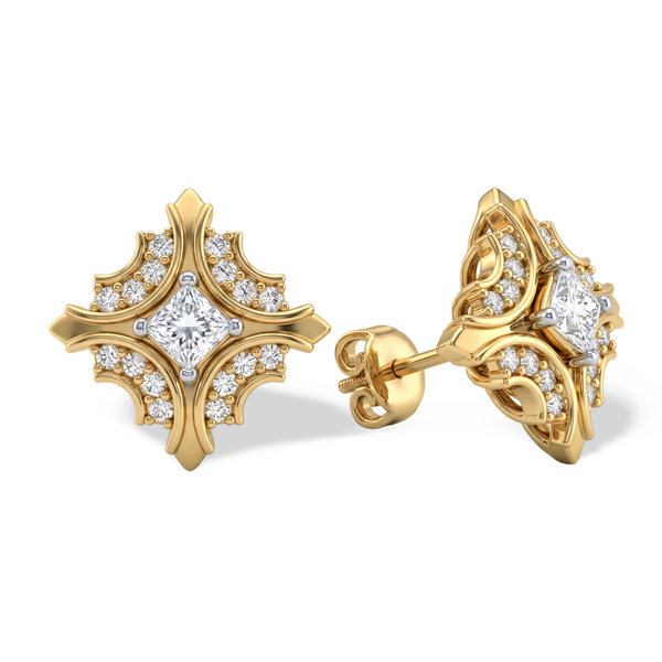 Majestic Filigree Princess Lab Grown Diamond Stud Earrings