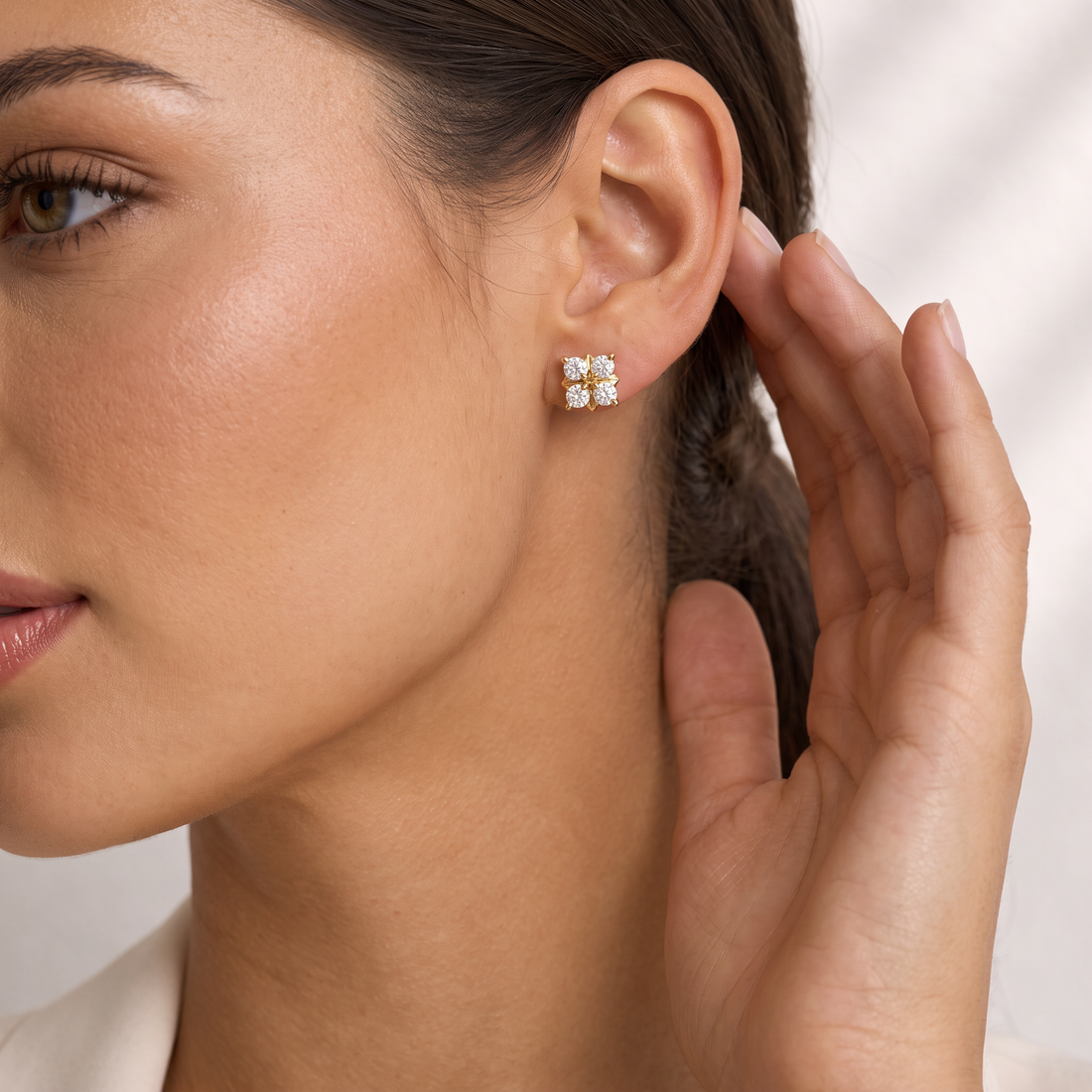 Opulent Round Cluster Lab Grown Diamond Stud Earrings