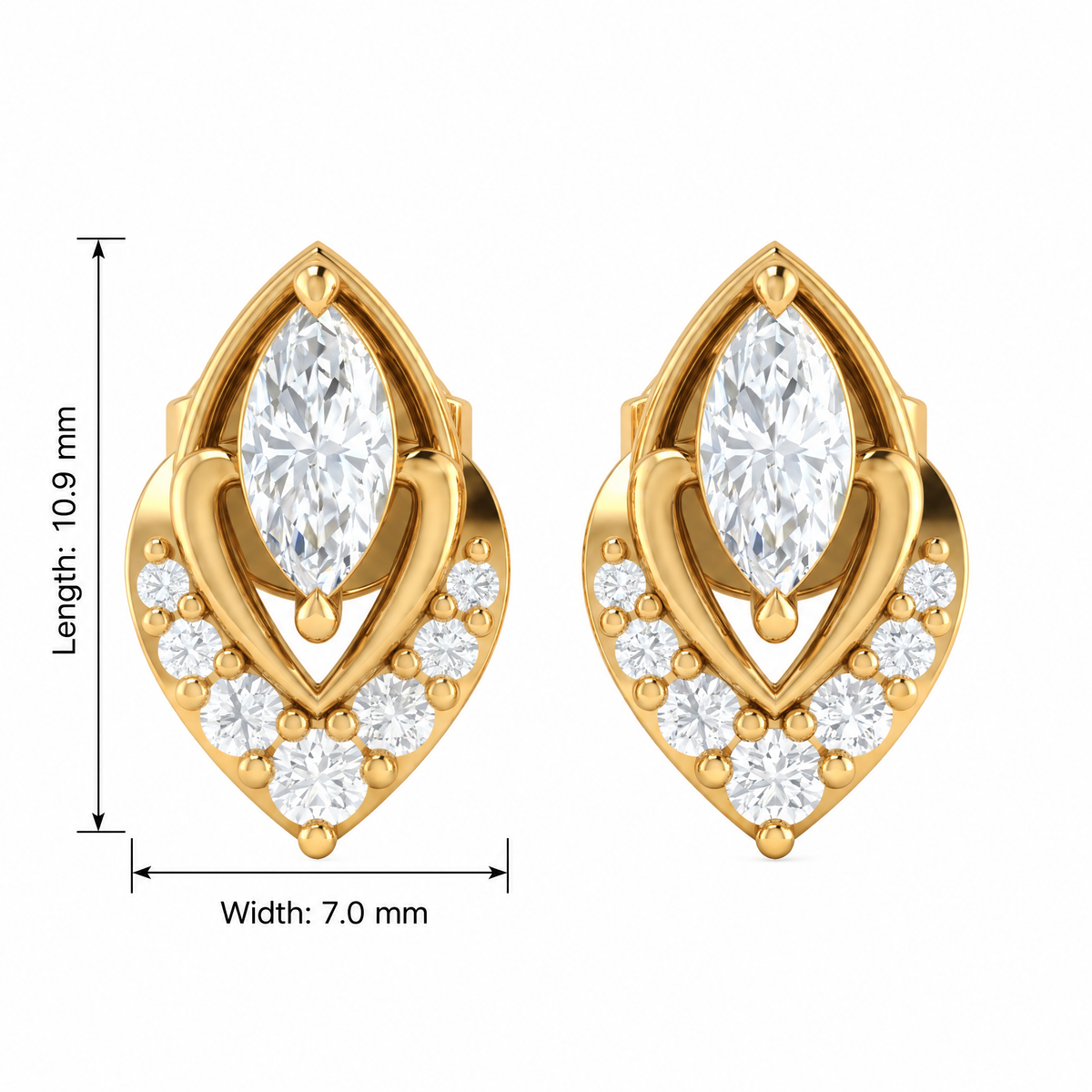 Sovereign Vintage Marquise Lab Grown Diamond Stud Earrings