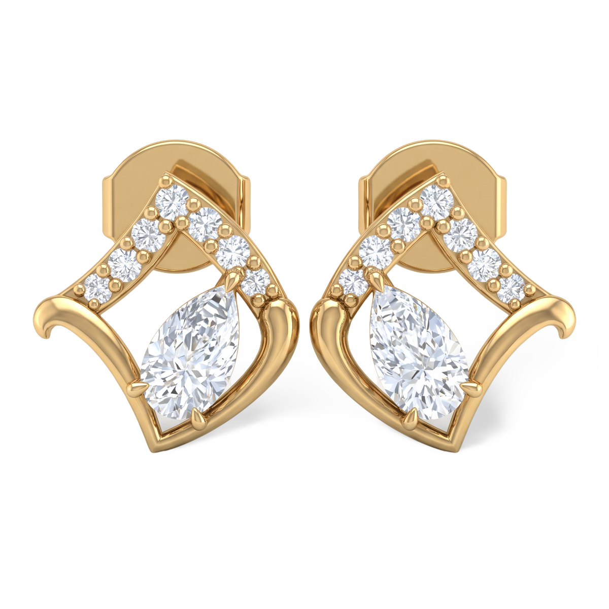 Celestial Geometric Pear Lab Grown Diamond Stud Earrings