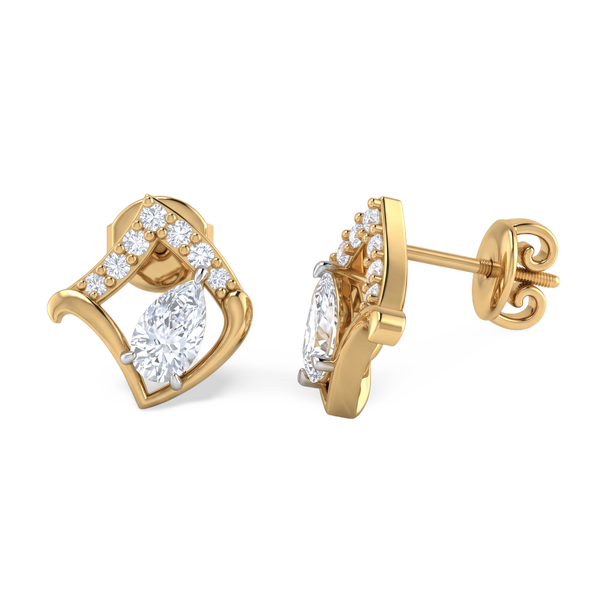 Celestial Geometric Pear Lab Grown Diamond Stud Earrings