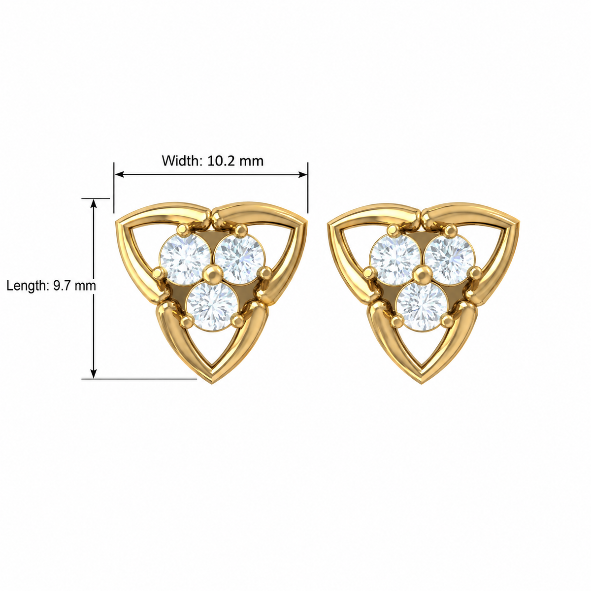 Mystic Triangular Round Diamond Lab Grown Stud Earrings