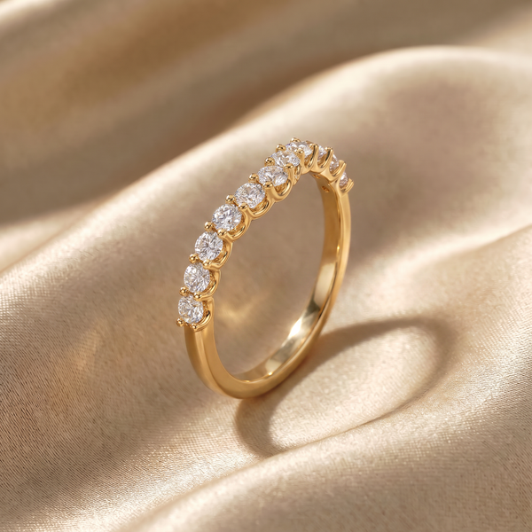Crown Scallop Wave Solitaire Ring