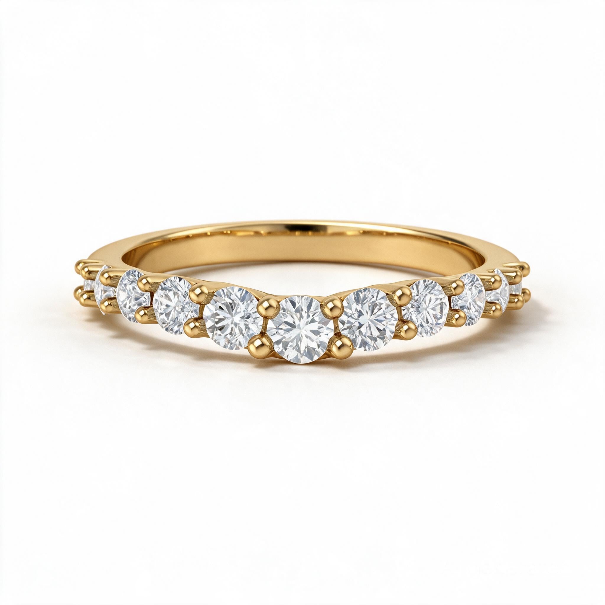 Crown Scallop Wave Solitaire Ring