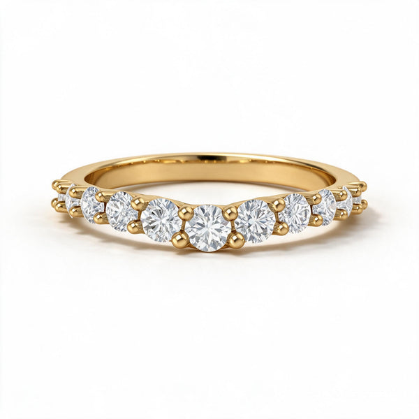 Crown Scallop Wave Solitaire Ring